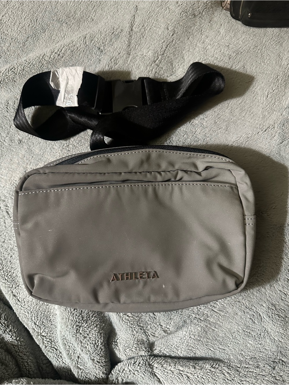 Athleta Gray Belt Bag with Black Strap